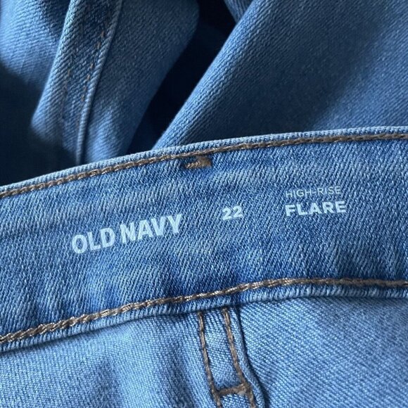 Old Navy Women Plus Size 22 Blue Light Wash Denim Boho High-Rise Flare Jeans - Picture 3 of 7